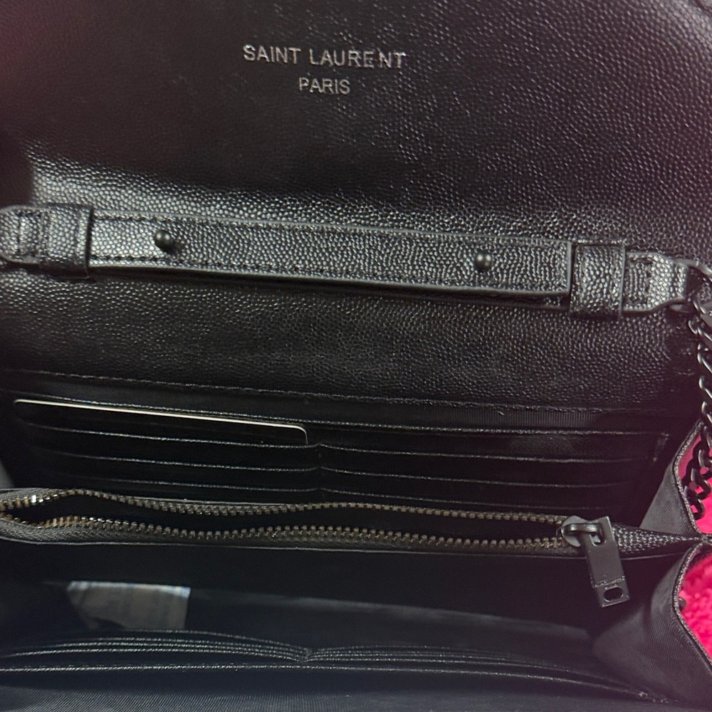 Saint Laurent Black Quilted Chain Crossbody Wallet - Picture 5 of 10